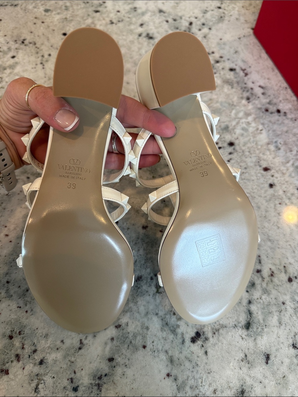 Valentino Garavani White Rockstud Multi-Strap Slide Sandals - Picture 6 of 10